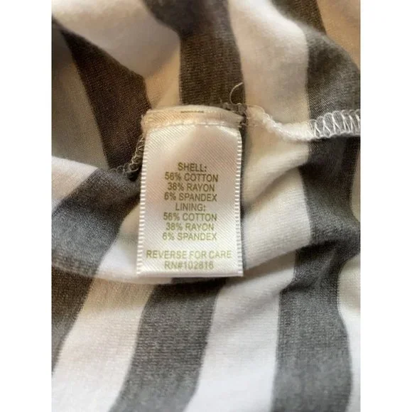 GARNET HILL Women S Double Layer Knit Dress Gray White Stripe Tunic Stretch 9159 - Picture 8 of 8